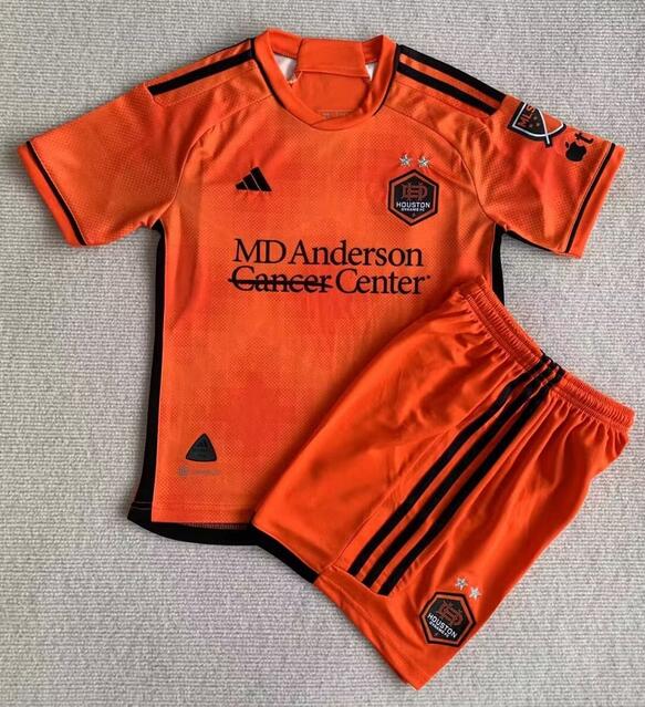 Houston Dynamo 2023/24 Home Kids Soccer Jersey Kit Children Shirt + Shorts