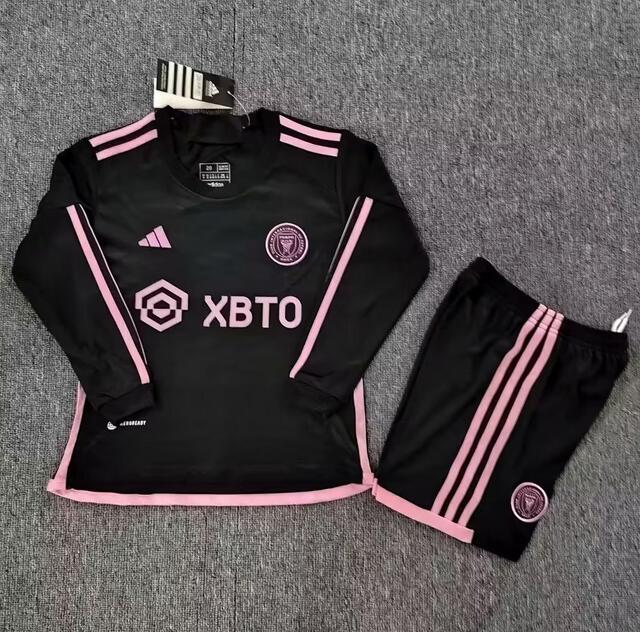 Inter Miami 2023/24 Away Kids Long Sleeved Soccer Kit Children Shirt + Shorts