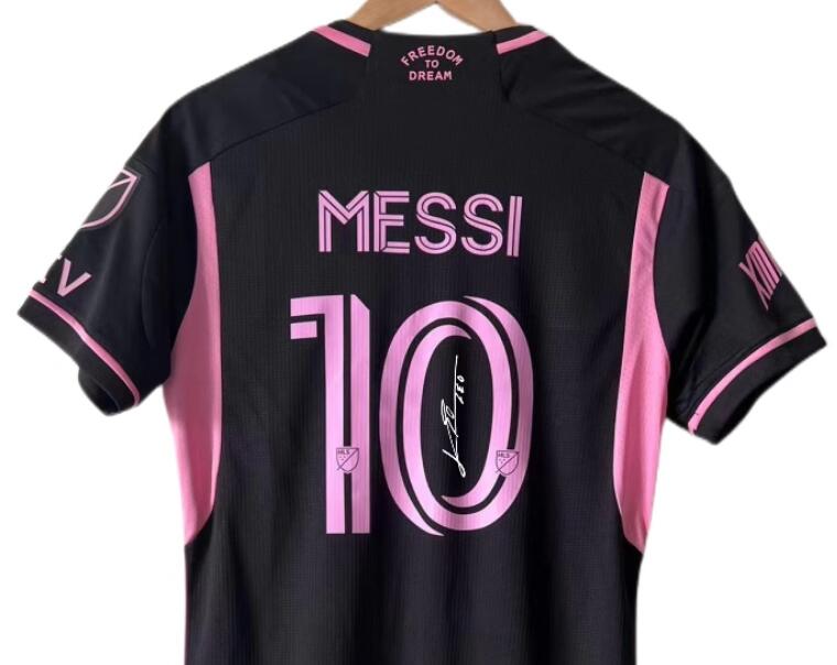 Inter Miami 2023/24 Away Black 10 Messi Singed Match Version Shirt Soccer Jersey