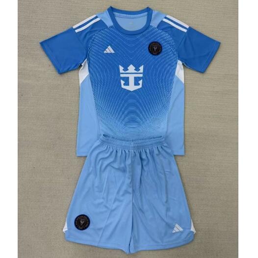 Inter Miami 2025/26 Goalkeeper Kids Blue Soccer Kit Children Shirt + Shorts
