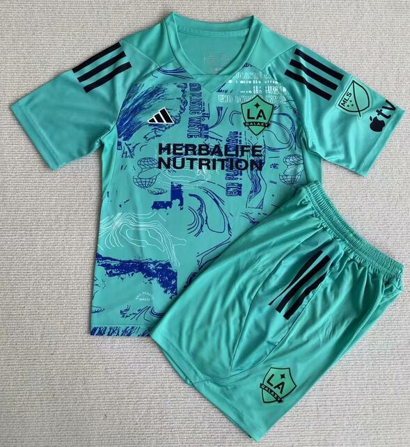 Los Angeles Galaxy 2023/24 Special Kids Green Soccer Jersey Kit Children Shirt + Shorts