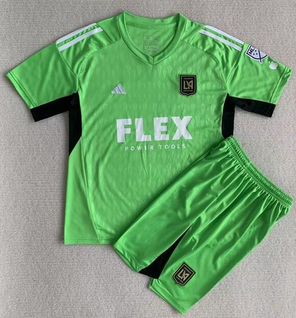 Los Angeles FC 2023/24 Goalkeeper Kids Green Soccer Jersey Kit Children Shirt + Shorts