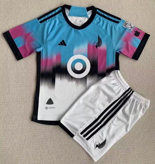 Minnesota United FC 2023/24 Away Kids Soccer Jersey Kit Children Shirt + Shorts