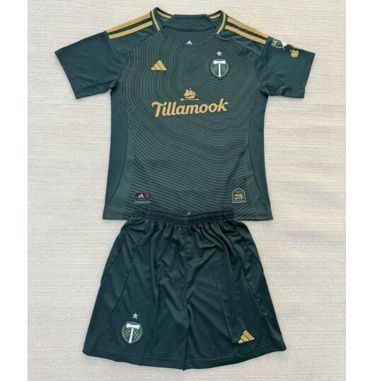 Portland Timbers 2025/26 Home Kids Soccer Jersey Kit Children Shirt + Shorts