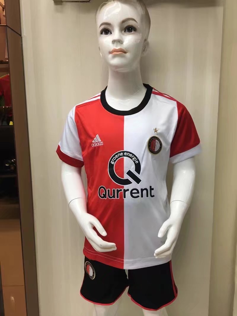 Feyenoord Rotterdam 2017/18 Home Kids Soccer Kit Children Shirt And