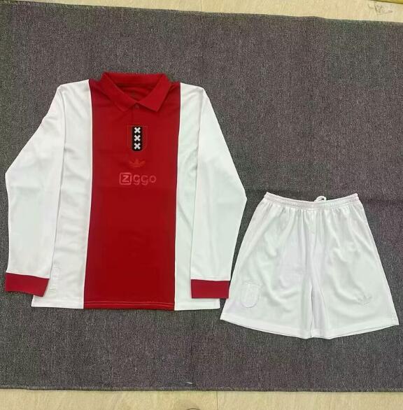 Ajax 2024/25 Anniversary Kids Long Sleeved Soccer Team Kit Children Shirt + Shorts