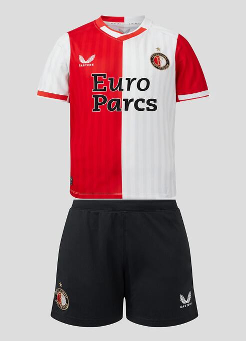 Feyenoord 2023/24 Home Kids Soccer Kits Children Shirt + Shorts