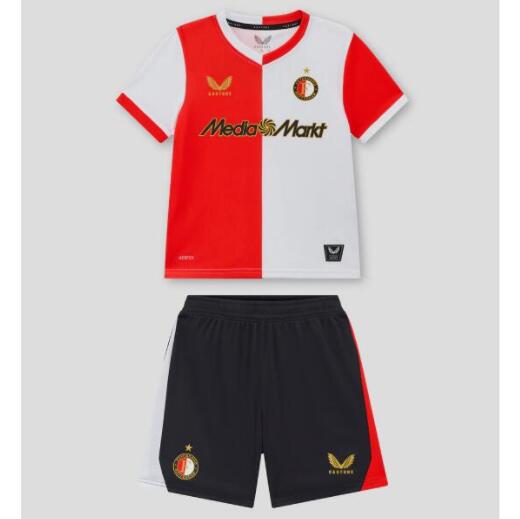 Feyenoord 2025/26 Home Kids Soccer Kits Children Shirt + Shorts