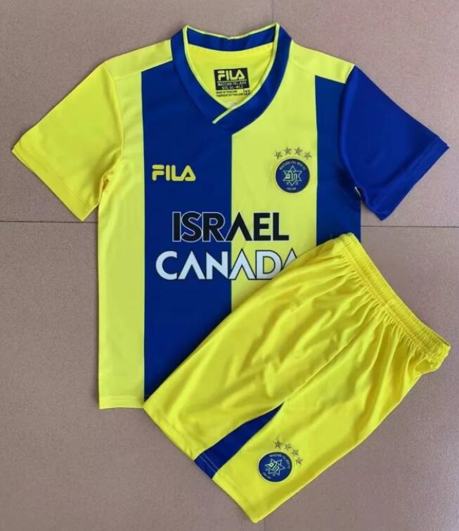 Maccabi Tel Aviv 2022/23 Home Kids Soccer Kit Children Shirt + Shorts