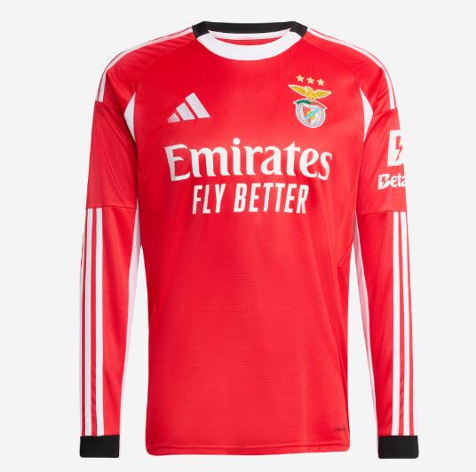 Benfica 2025/26 Home Long Sleeved Shirt Soccer Jersey