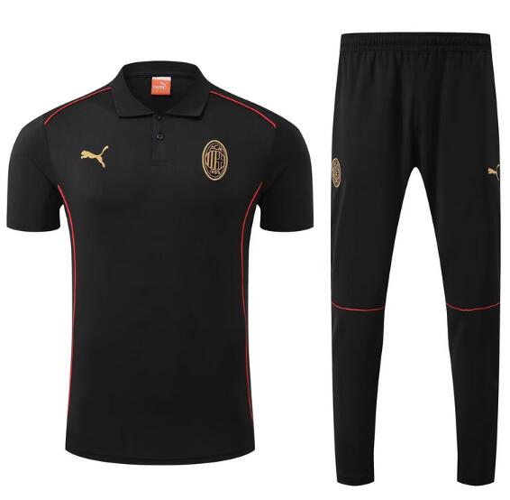 AC Milan 2025/26 Black Polo Suit (Shirt+Trouser)