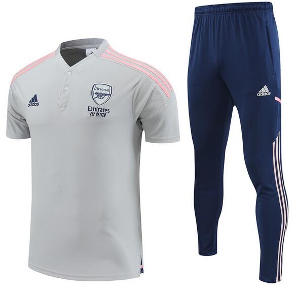 Arsenal 2022/23 Light Gray Polo Suit (Shirt+Trouser)