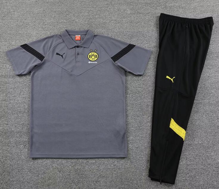 Borussia Dortmund 2022/23 Grey Polo Kits (Shirt+Trouser)