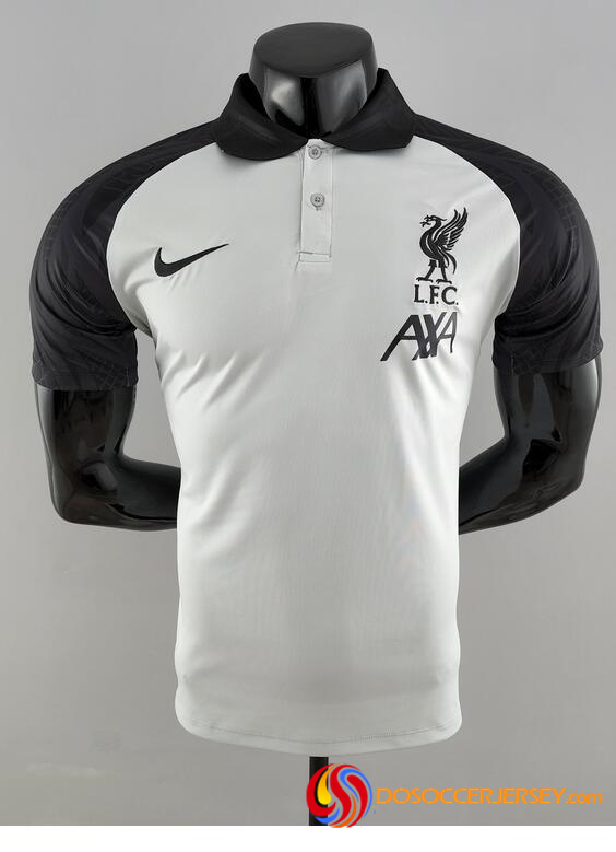 Liverpool 2022/23 White Black Polo Shirt