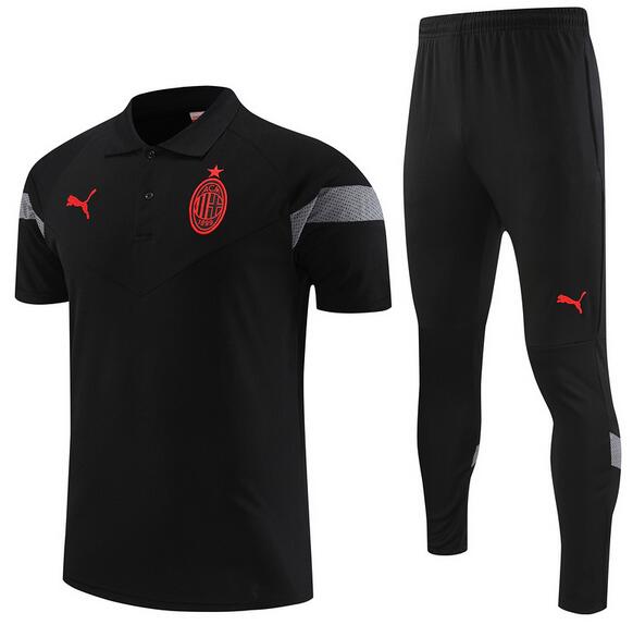 AC Milan 2022/23 Black Polo Suit (Shirt+Trouser)
