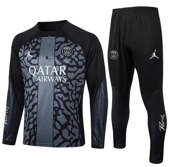 PSG 2023/24 Black Grey Training Suit (Sweatshirt+Trouser)