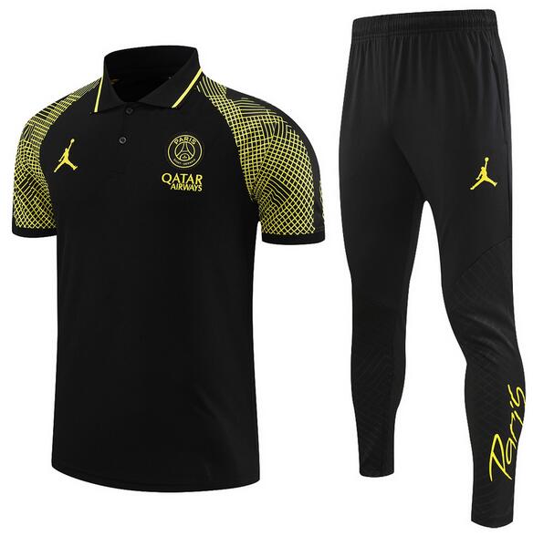 PSG 2022/23 Black Polo Suit (Shirt+Trouser)