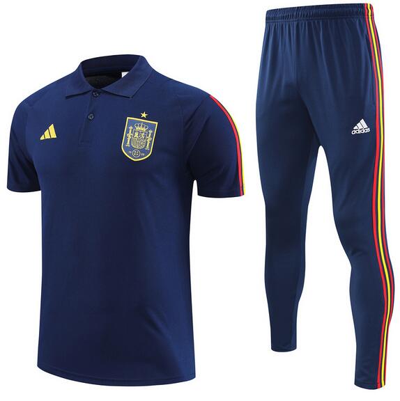 Spain 2022 World Cup Navy Polo Suit (Shirt+Trouser)