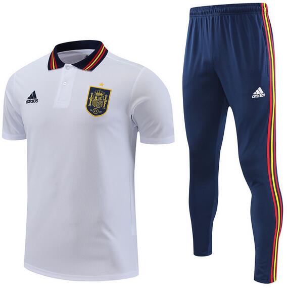 Spain 2022 World Cup White Polo Suit (Shirt+Trouser)