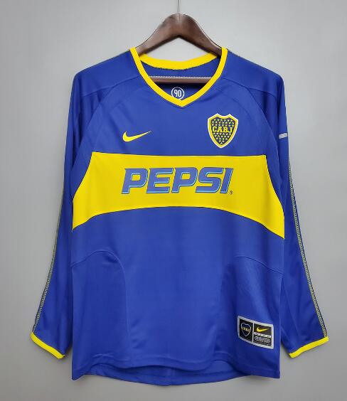 Boca Junior 2003/04 Home Retro Long Sleeved Shirt Soccer Jersey