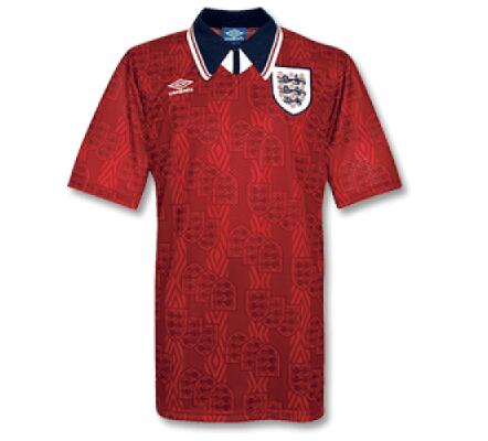 1994 England Away Retro Red Shirt Soccer Jersey