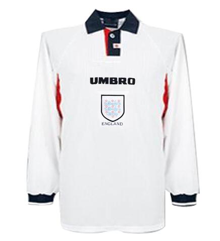 1998 England Home Retro Long Sleeved Shirt Soccer Jersey