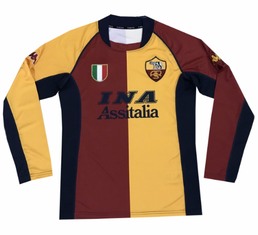 Roma 2001/2002 Home Retro Long Sleeved Shirt Soccer Jersey
