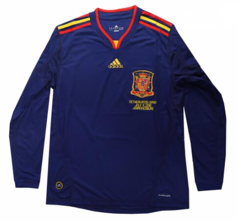 Spain 2010 Home Retro Long Sleeveed Shirt Soccer Jersey
