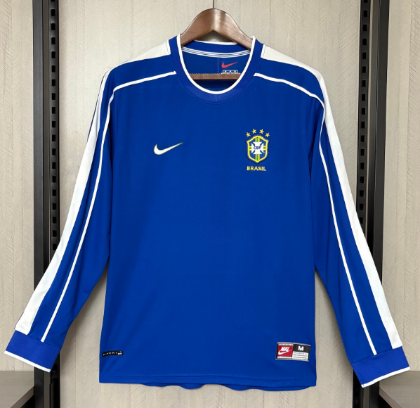 Brazil 1998 Away Retro Long Sleeved Shirt Soccer Jersey