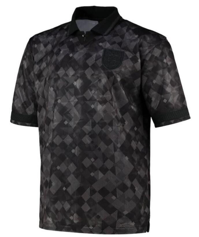 England 1990 Black Retro Shirt Soccer Jersey