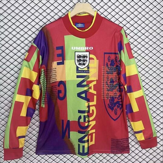 England 1996 Goalkeeper Retro Long Sleeved Shirt Soccer Jersey