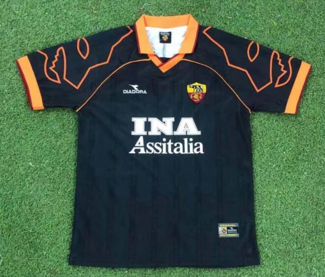 Roma 1999/2000 Away Black Retro Shirt Soccer Jersey