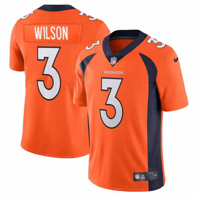 Wilson #3 Denver Broncos Limited Jersey - Orange