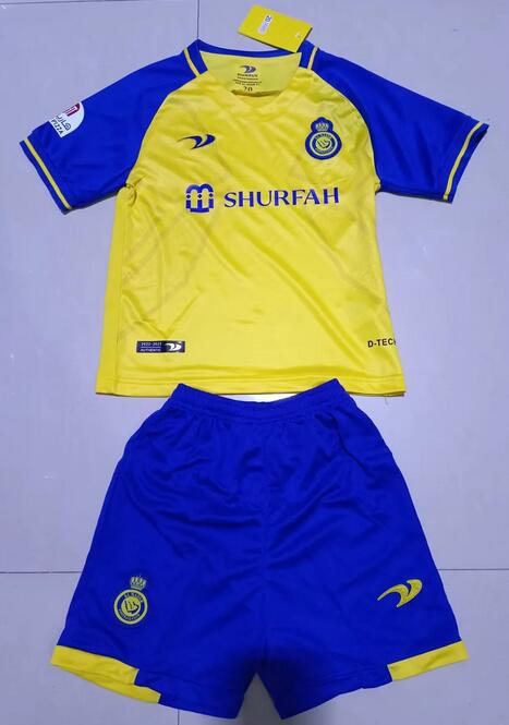AL-NASSR 2022/23 Home Kids Soccer Jersey Kit Children Shirt + Shorts