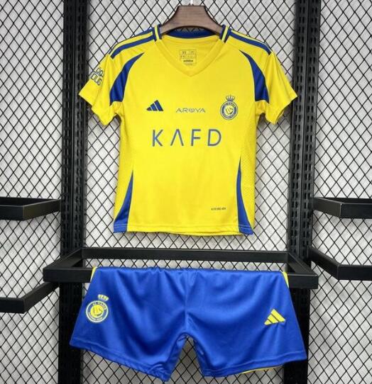 AL-NASSR 2024/25 Home Kids Soccer Jersey Kit Children Shirt + Shorts