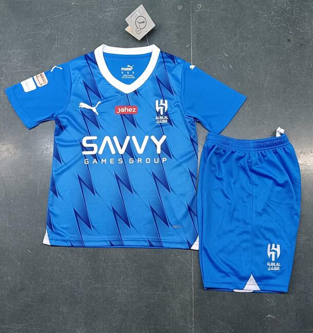 Al-Hilal 2023/24 Home Kids Soccer Jersey Kit Children Shirt + Shorts