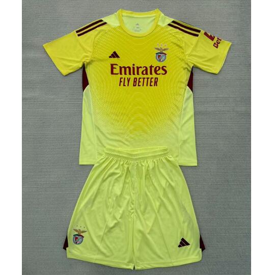 Benfica 2025/26 Goalkeeper Kids Soccer Jersey Kit Shirt + Shorts