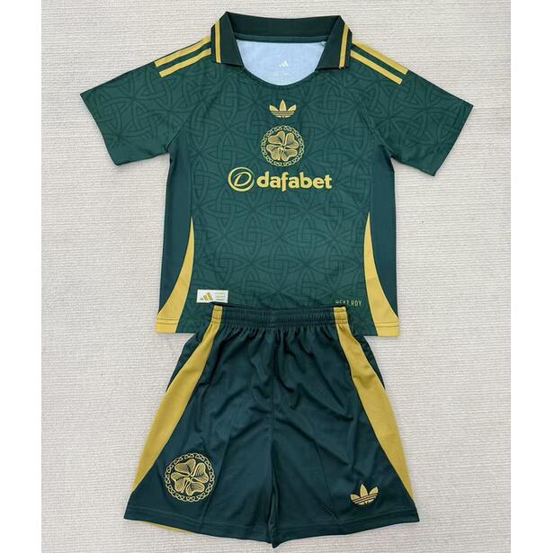 Celtic 2025/26 Special Kids Green Soccer Jersey Kit Children Shirt + Shorts