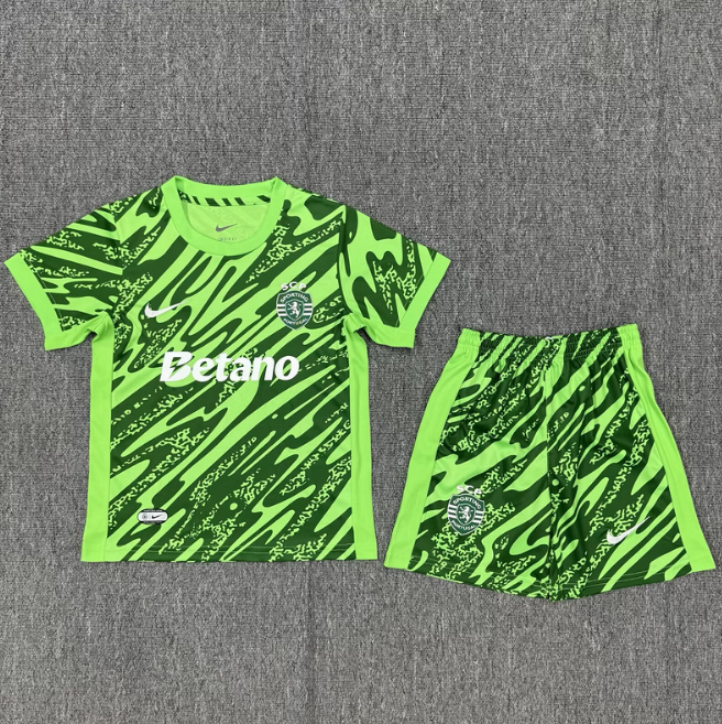 Sporting Lisbon 2025/26 Goalkeeper Kids Soccer Kit Shirt + Shorts