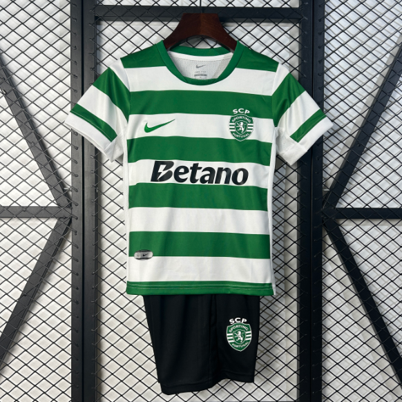 Sporting Lisbon 2025/26 Home Kids Soccer Kit Shirt + Shorts