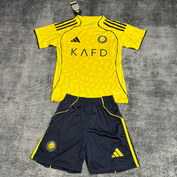 AL-NASSR 2025/26 Home Kids Soccer Jersey Kit Children Shirt + Shorts