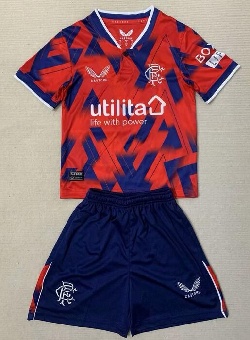Glasgow Rangers 2023/24 Fourth Kids Soccer Kit Children Shirt + Shorts