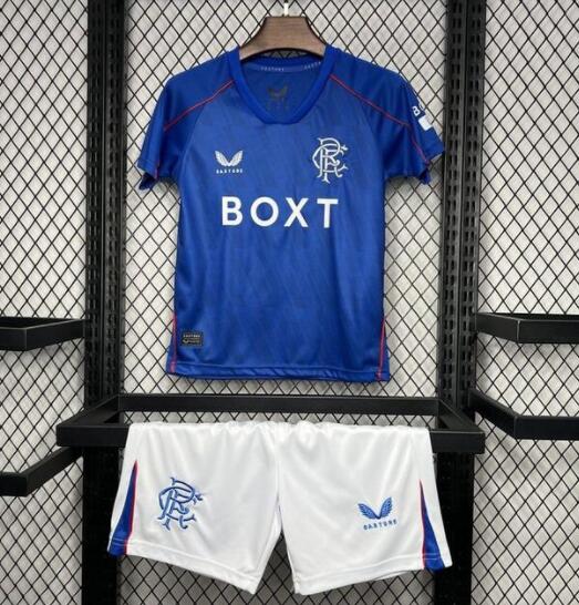 Glasgow Rangers 2024/25 Home Kids Soccer Jersey Kit Children Shirt + Shorts