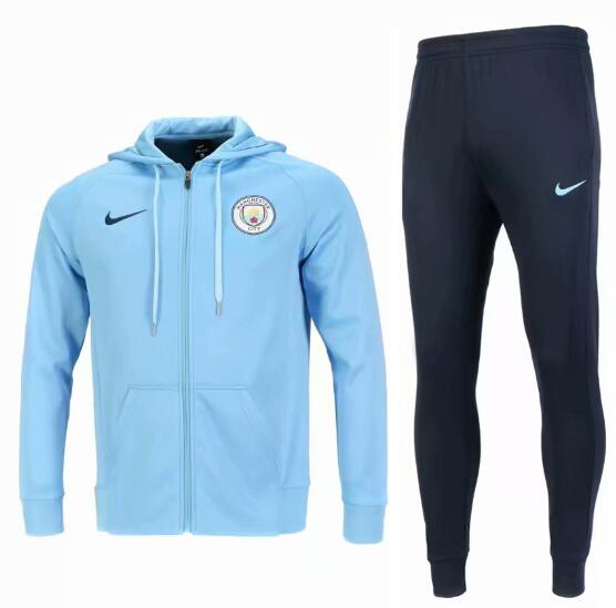 Manchester City 2018/19 Light Blue Training Suit (Hoodie Jacket+Trouser)