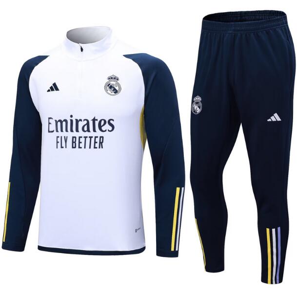 Real Madrid 2023/24 White Navy Training Suit (Sweatshirt+Trouser)