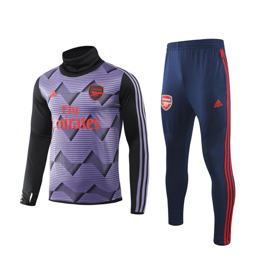 19/20 Arsenal Purple High Neck Collar Sweat Shirt Kit(Top+Trouser)