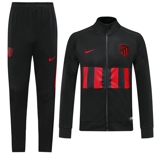 19/20 Atletico Madrid Black High Neck Collar Training Kit(Jacket+Trouser)