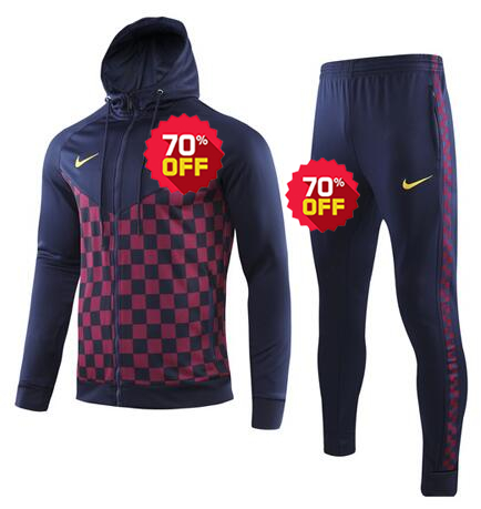 19/20 Barcelona Navy&Square Hoody Training Suits (Jacket+Trousers)