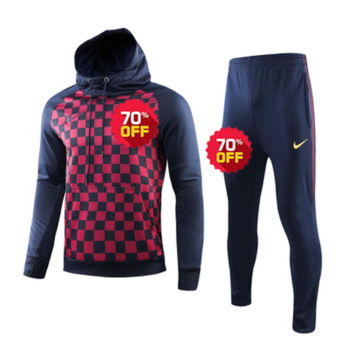 19/20 Barcelona Navy&Square Hoodie Training Kit(Top+Trouser)