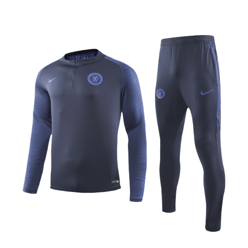 19/20 Chelsea Navy Zipper Sweat Shirt Kit(Top+Trouser)